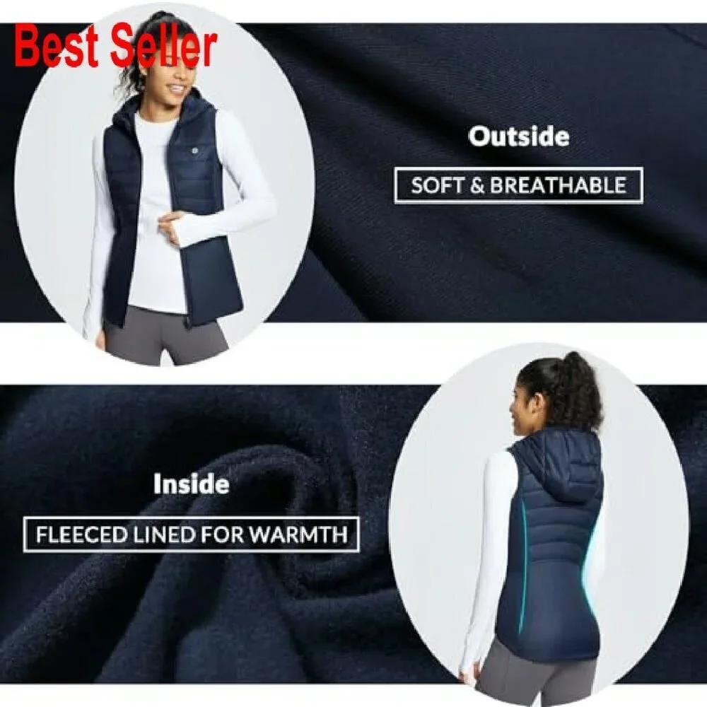 Slim Fit Puffer Vest Hooded Lightweight Fleece Sleeveless Jacket Chic Minimal